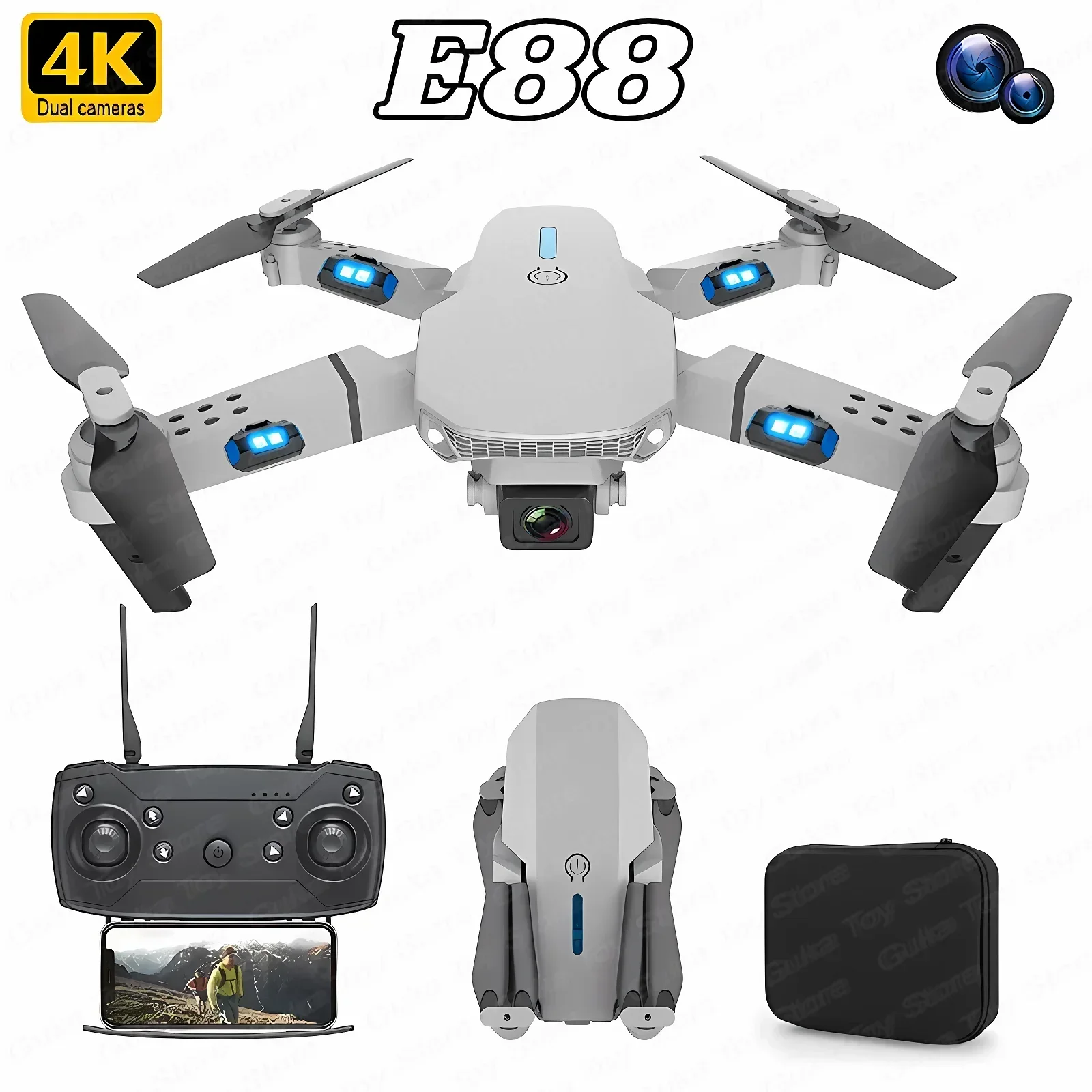 E88 Pro WIFI FPV Drone Wide An - Rc Helicopter Case ulasan dan harga